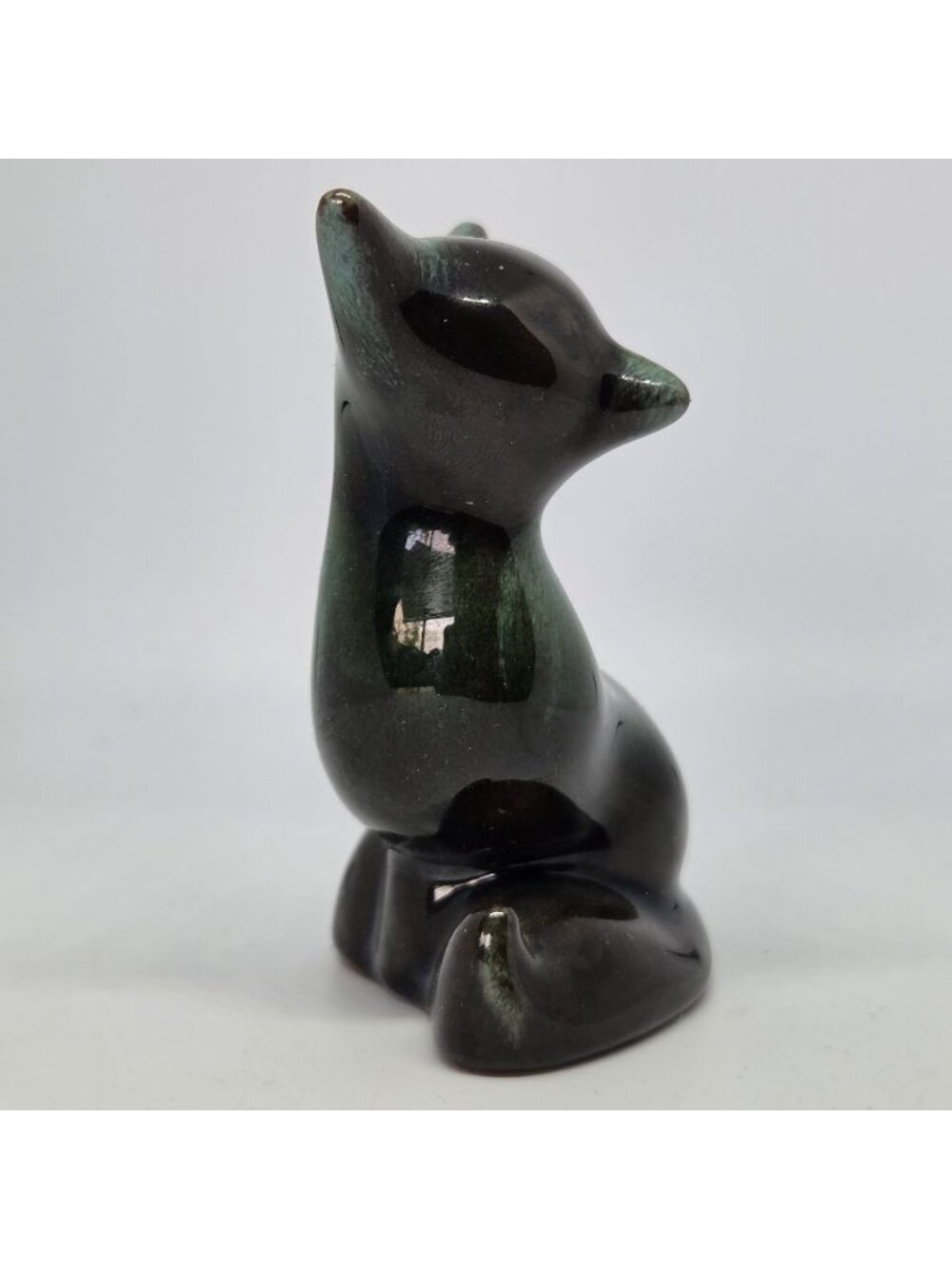 Blue Mountain Pottery 2.75" Fox Mid Century Figurine Art Retro Green Deip Glaze - Picture 6 of 13